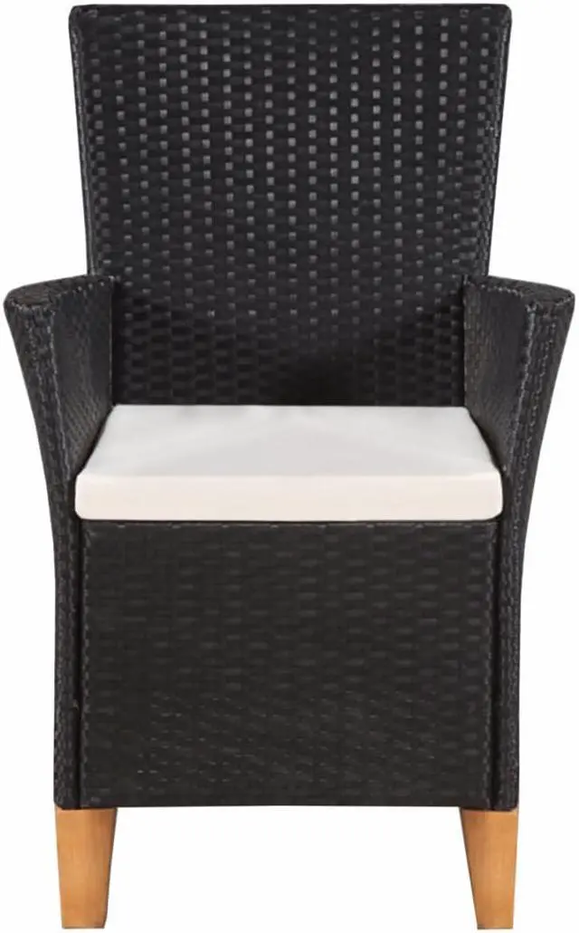 Alt view image 3 of 14 - vidaXL Patio Chairs 2 Pcs Dining Single Chair with Cushions Poly Rattan Black