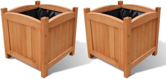 Main image of vidaXL Planter Flower Boxes with PE Lining Patio Plant Boxes 2 Pcs Solid Wood