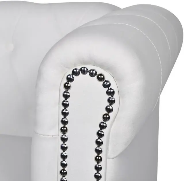 Alt view image 3 of 7 - vidaXL Sofa Chesterfield Loveseat Settee Couch Sofa Artificial Leather White