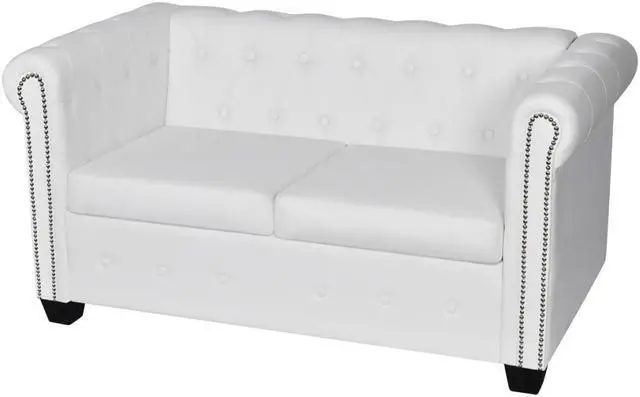 Main image of vidaXL Sofa Chesterfield Loveseat Settee Couch Sofa Artificial Leather White