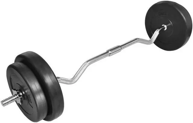 Alt view image 2 of 9 - vidaXL 66.1 lb Curl Bar with Weights