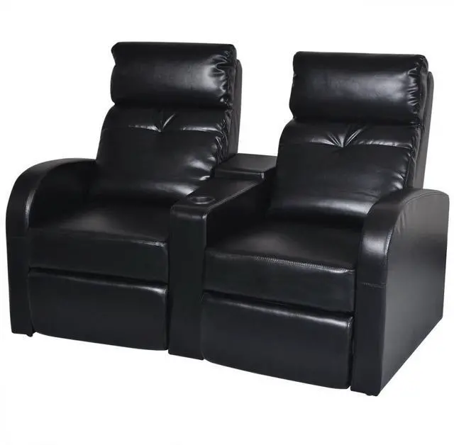 Main image of vidaXL Artificial Leather Home Cinema Recliner Reclining Sofa 2-seat Black