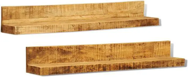 Main image of Rustic 2pc Floating Shelf Solid Mango Wood Wall Display Shelf Vintage Home Decor