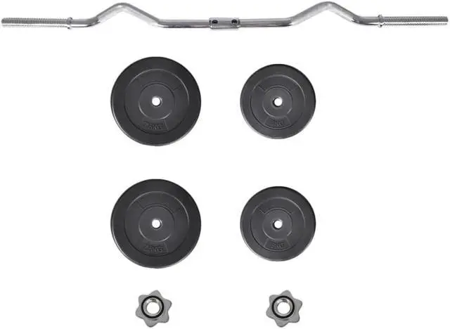 Alt view image 9 of 9 - vidaXL 66.1 lb Curl Bar with Weights