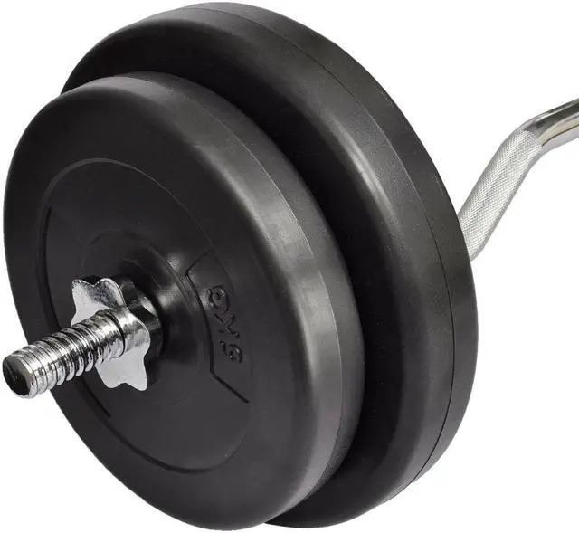 Alt view image 3 of 9 - vidaXL 66.1 lb Curl Bar with Weights
