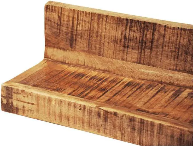 Alt view image 3 of 14 - Rustic 2pc Floating Shelf Solid Mango Wood Wall Display Shelf Vintage Home Decor