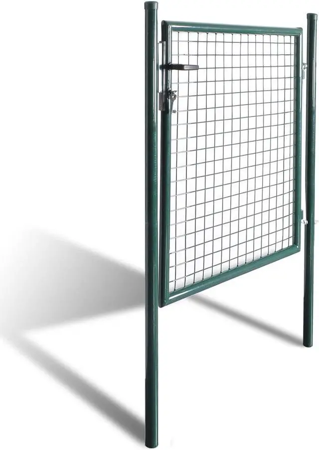 Alt view image 3 of 14 - vidaXL Fence Gate Metal Fence Post Outdoor Garden Gate Powder-Coated Steel