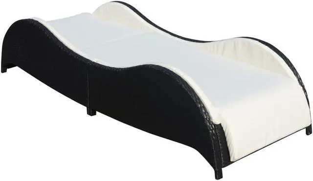 Alt view image 11 of 15 - vidaXL Patio Lounge Chair Outdoor Chaise Lounge with Cushion Poly Rattan Black