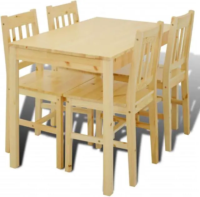 Alt view image 6 of 9 - Wooden Dining Table with 4 Chairs Natural