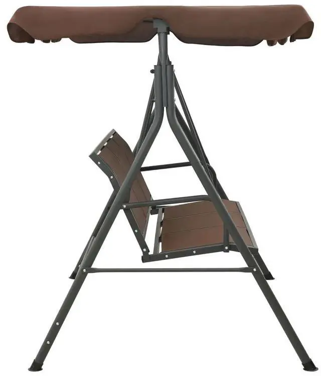 Alt view image 14 of 16 - vidaXL Swing Chair Outdoor Swing Bench with Adjustable Canopy Coffee Steel