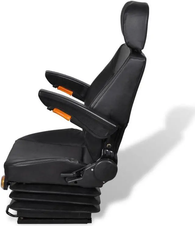 Alt view image 4 of 20 - vidaXL Tractor Seat w/ Suspension Black Forklift Replacement Relaxer Chair