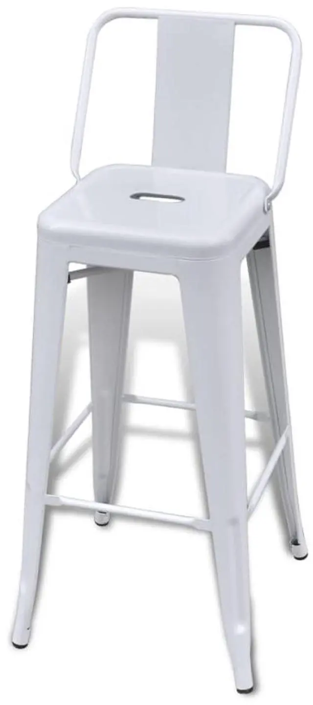 Alt view image 7 of 12 - vidaXL Bar Stools 2 pcs White Steel