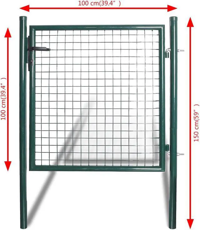 Alt view image 2 of 14 - vidaXL Fence Gate Metal Fence Post Outdoor Garden Gate Powder-Coated Steel