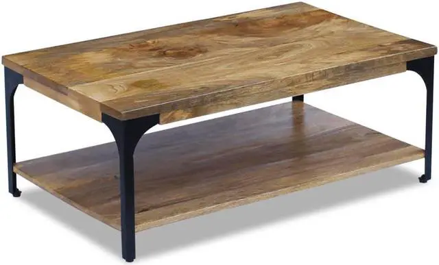 Alt view image 2 of 13 - vidaXL Coffee Table End Table with Storage Shelf Side Table Solid Wood Mango
