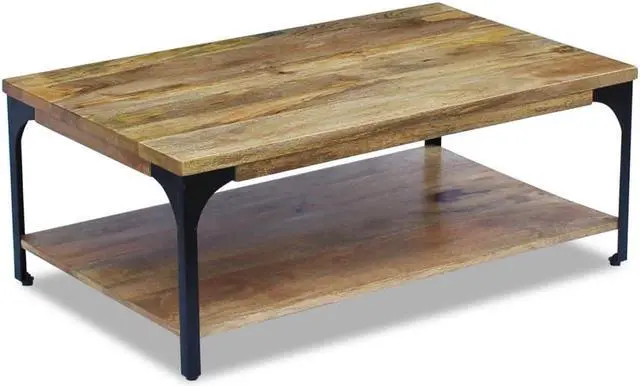 Alt view image 3 of 13 - vidaXL Coffee Table End Table with Storage Shelf Side Table Solid Wood Mango