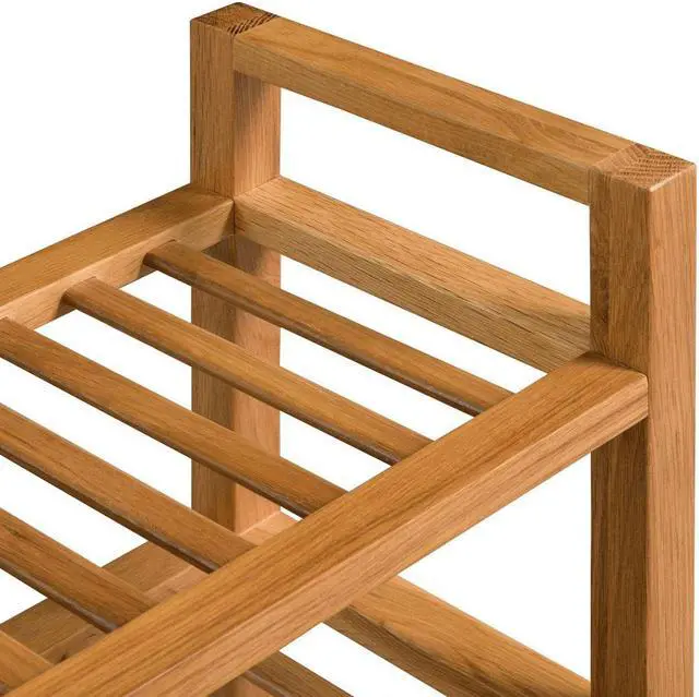 Alt view image 4 of 18 - vidaXL Solid Oak Wood Shoe Rack with 3 Shelves 23.6" Hallway Footwear Storage