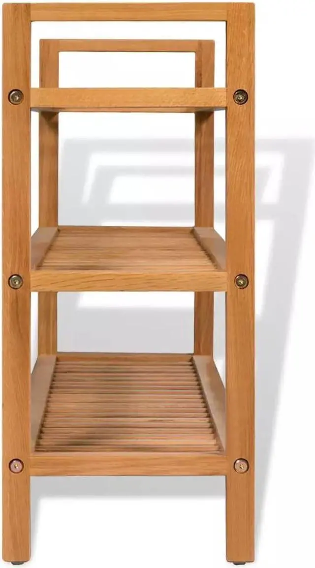 Alt view image 3 of 18 - vidaXL Solid Oak Wood Shoe Rack with 3 Shelves 23.6" Hallway Footwear Storage