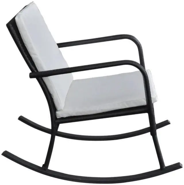 Alt view image 10 of 10 - vidaXL Outdoor Rocking Chair Black Poly Rattan