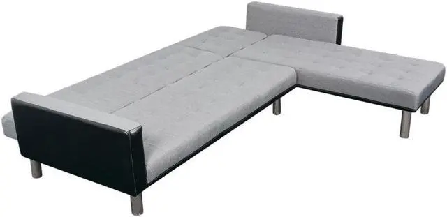 Alt view image 3 of 12 - vidaXL Sofa Bed Convertible Sleeper Sectional Sofa Bed Fabric Black and Gray
