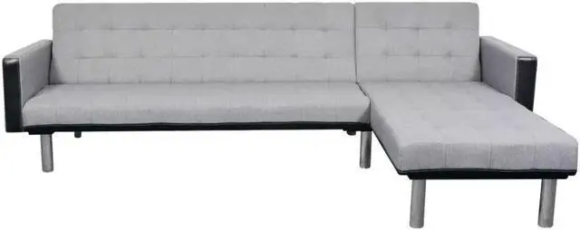 Alt view image 2 of 12 - vidaXL Sofa Bed Convertible Sleeper Sectional Sofa Bed Fabric Black and Gray