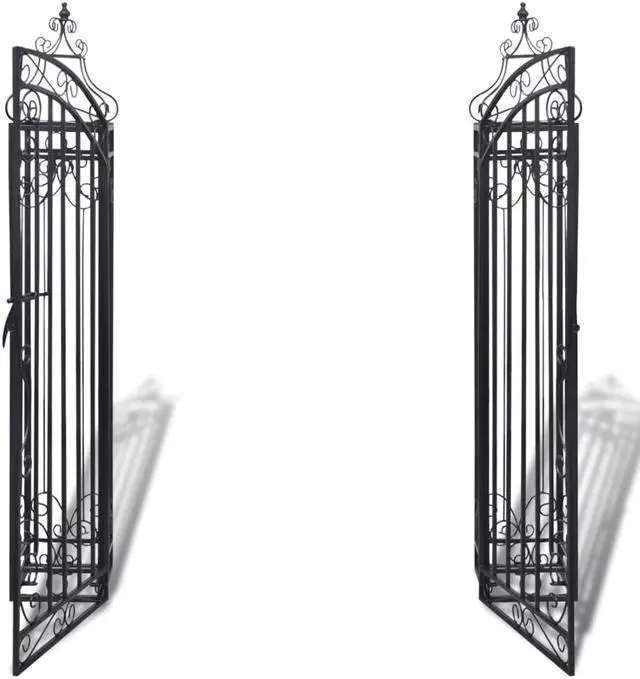 Alt view image 3 of 10 - vidaXL Garden Gate Ornamental Fence Gate with Bolt Hinge Trellis Wrought Iron