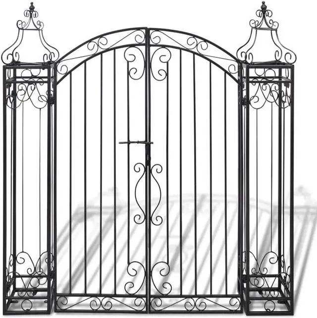 Alt view image 2 of 10 - vidaXL Garden Gate Ornamental Fence Gate with Bolt Hinge Trellis Wrought Iron