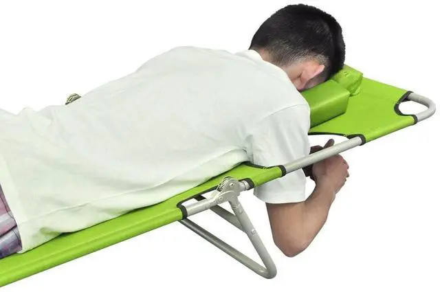 Alt view image 2 of 10 - vidaXL Reclining Sunlounger Green Patio Beach Camp Folding Chair Daybed Sunbed