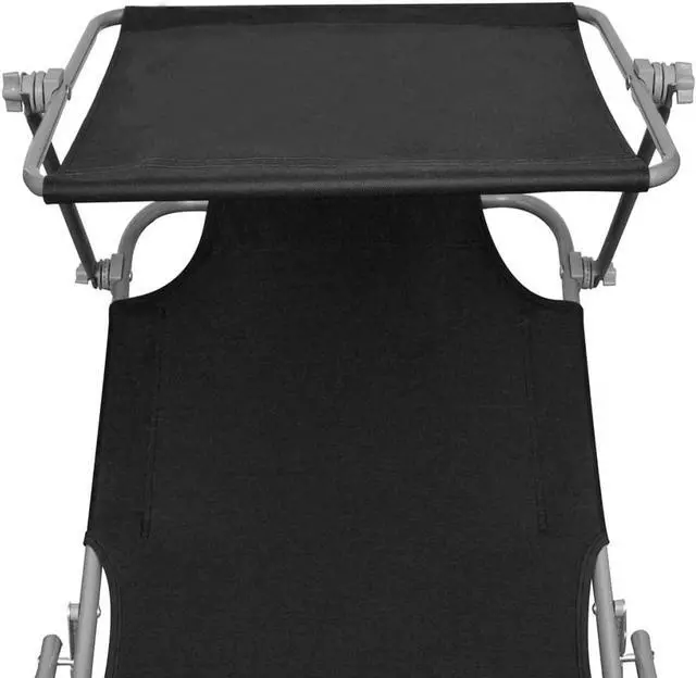Alt view image 4 of 10 - vidaXL Sun Lounger Black Powder-Coated Steel, Polyester Standard