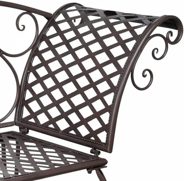 Alt view image 8 of 12 - vidaXL Patio Chaise Lounge Outdoor Bench with Backrest Steel Antique Brown