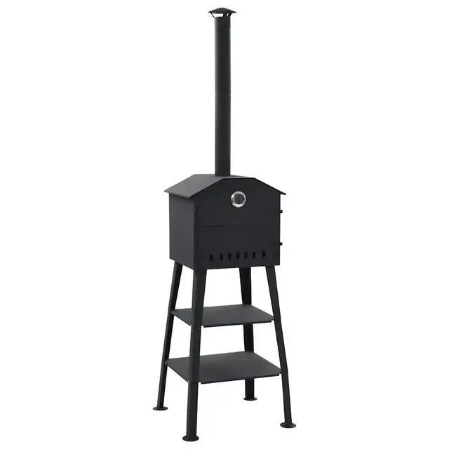 Alt view image 14 of 17 - vidaXL Patio Outdoor Pizza Oven Charcoal Fired Garden Chimney BBQ Smoker Bread