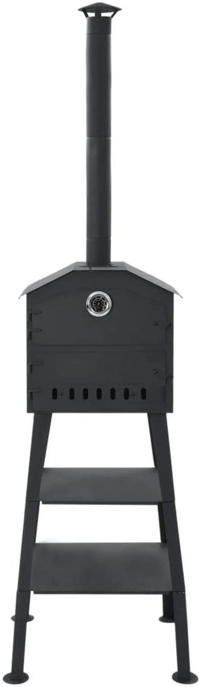 Alt view image 11 of 17 - vidaXL Patio Outdoor Pizza Oven Charcoal Fired Garden Chimney BBQ Smoker Bread