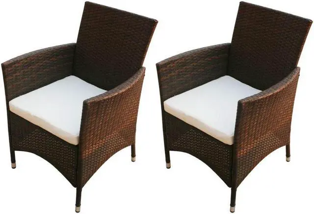 Alt view image 5 of 10 - vidaXL Garden Chairs 2 pcs Poly Rattan Brown