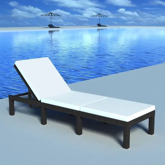 Main image of vidaXL Patio Lounge Chair Outdoor Chaise Lounge with Cushion Poly Rattan Black