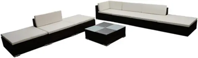Alt view image 2 of 7 - vidaXL Patio Furniture Set 8 Piece Sofa with Coffee Table Poly Rattan Brown