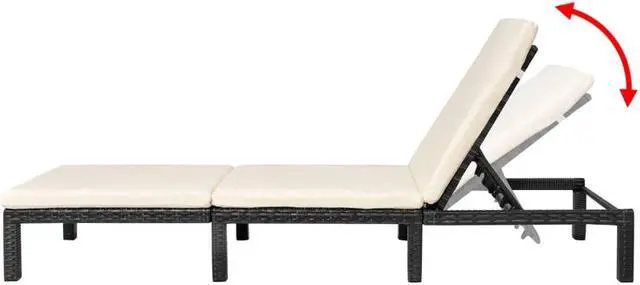 Alt view image 4 of 10 - vidaXL Patio Lounge Chair Outdoor Chaise Lounge with Cushion Poly Rattan Black