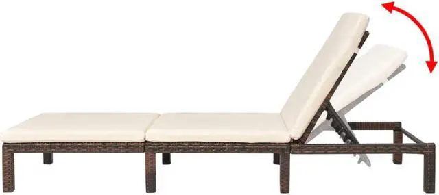 Alt view image 4 of 11 - vidaXL Patio Lounge Chair with Cushion and Adjustable Backrest Brown Poly Rattan