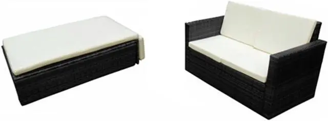 Alt view image 2 of 16 - vidaXL Patio Furniture Set 2 Piece Loveseat Outdoor Sofa Poly Rattan Black