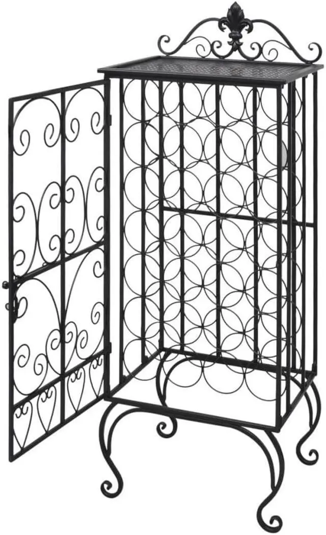 Alt view image 2 of 11 - vidaXL Wine Rack Wine Bottle Holder for 28 Bottles Floor Wine Cabinet Metal