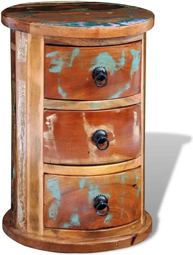Main image of vidaXL Solid Reclaimed Wood Storage Cabinet 3 Drawer Handmade Rustic Retro