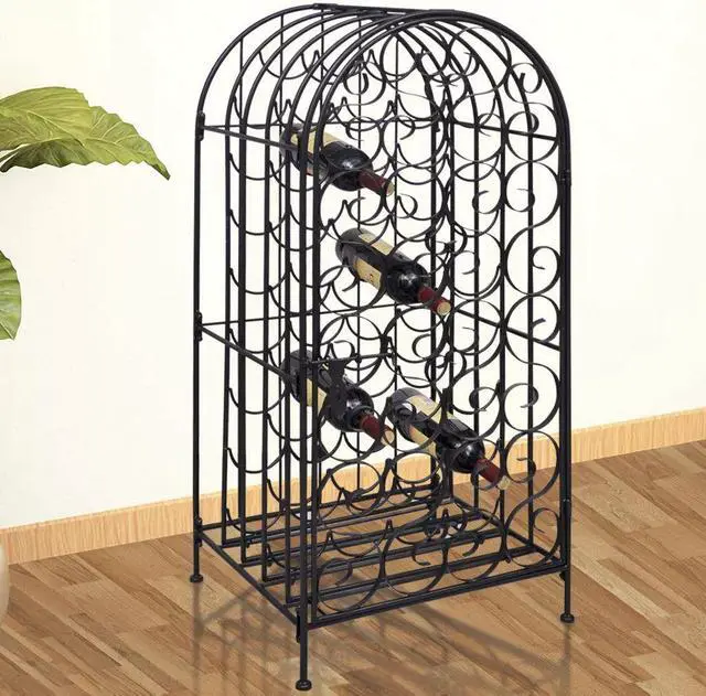 Main image of vidaXL Wine Rack Stand for 35 Bottles Metal Holder Bar Liquor Display Storage