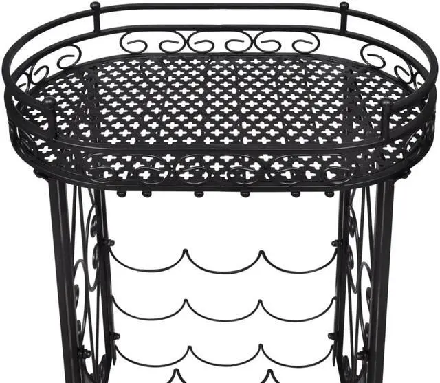 Alt view image 4 of 20 - vidaXL Wine Rack Wine Bottle Holder for 9 Bottles Floor Wine Cabinet Metal
