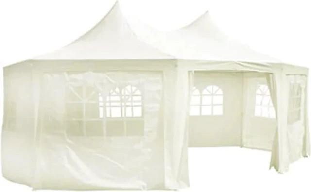 Alt view image 7 of 8 - vidaXL Octagonal Party Tent Cream White 20' x 15' x 12'
