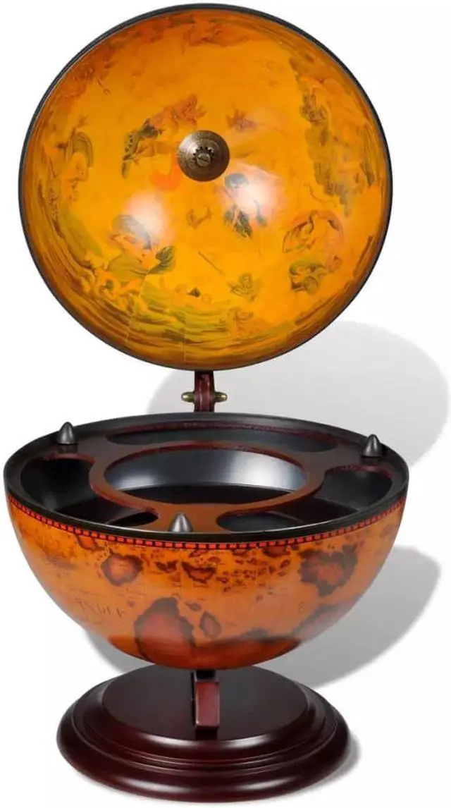 Alt view image 3 of 12 - vidaXL Globe Wine Bar Tabletop Wine Rack Bar Cabinet Solid Eucalyptus Wood