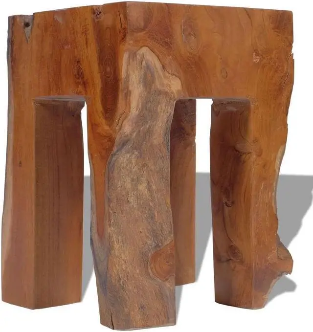 Alt view image 7 of 12 - vidaXL Solid Teak Wood Stool Chair Side Accent Table Plant Flower Stand Resin
