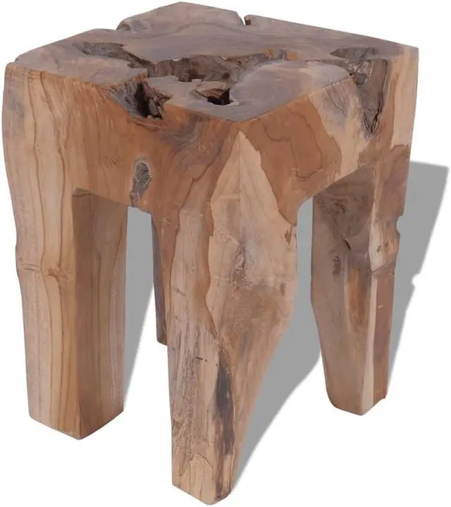 Alt view image 2 of 12 - vidaXL Solid Teak Wood Stool Chair Side Accent Table Plant Flower Stand Resin