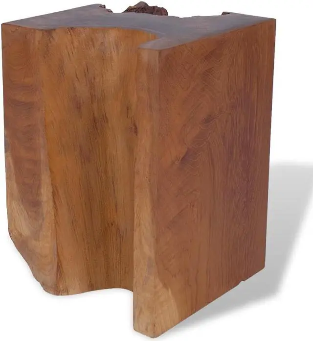 Alt view image 4 of 12 - vidaXL 11.8" Wide Solid Teak Wooden Log Stool Resin Chair Side Table Handmade