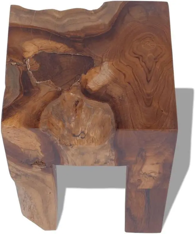 Alt view image 5 of 12 - vidaXL Solid Teak Wood Stool Chair Side Accent Table Plant Flower Stand Resin