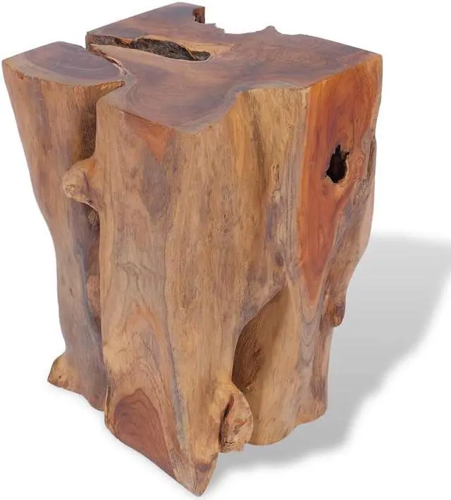 Alt view image 2 of 12 - vidaXL 11.8" Wide Solid Teak Wooden Log Stool Resin Chair Side Table Handmade