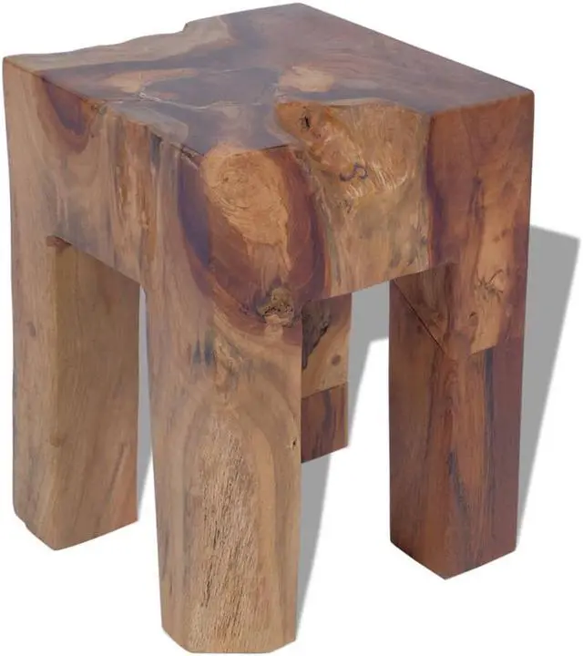 Main image of vidaXL Solid Teak Wood Stool Chair Side Accent Table Plant Flower Stand Resin