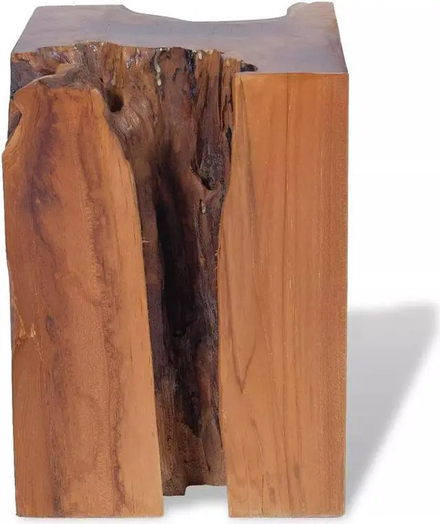 Alt view image 5 of 12 - vidaXL 11.8" Wide Solid Teak Wooden Log Stool Resin Chair Side Table Handmade